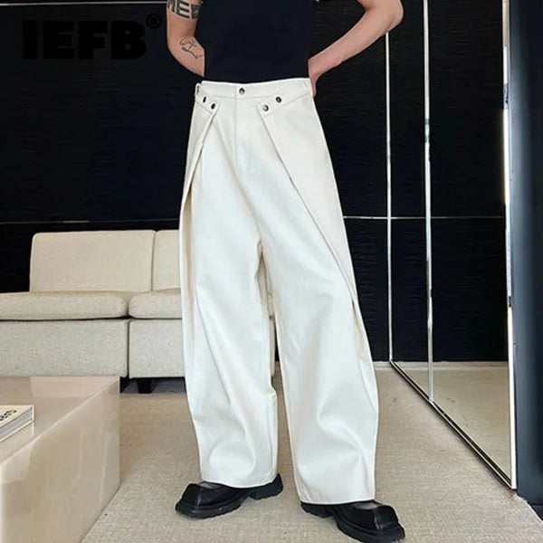 IEFB Men's Trousers Loose Wide Leg Jeans Baggy Denim Pants Fashion
