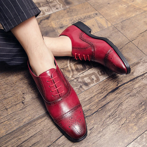 Luxury Handmade Men's Brogue Oxfords - Big Size 47 Leather Dress Shoes for Weddings, Parties, and Business Casual Occasions