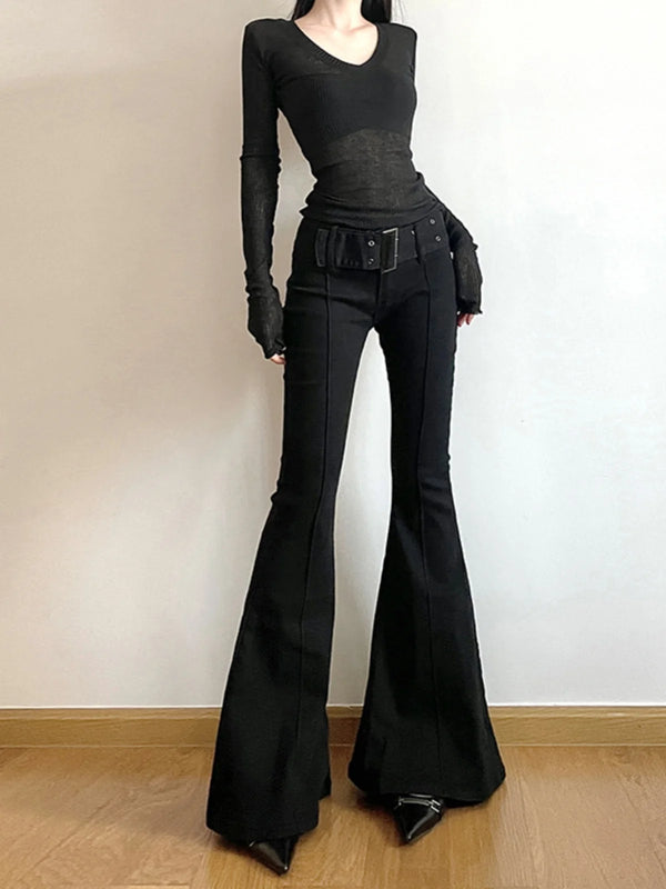 Flare Jeans For Women Retro Emo Streetwear Wide Leg Harajuku Inspired Aesthetic Jeans