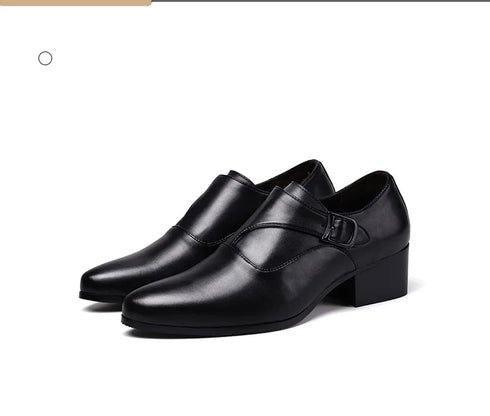 Leather Men Dress Shoes Elevator Business Oxford Footwear for Wedding and Office