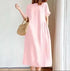 Loose Fit Slimming Cotton Linen Dress for Women Summer Plus Size Mid-Length Skirt