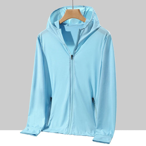 Plus Size Lightweight Summer Windbreaker Jacket for Men - Hooded, Quick-Drying, UPF 50 Sun Protection, Breathable Casual Coat for Outdoor Activities