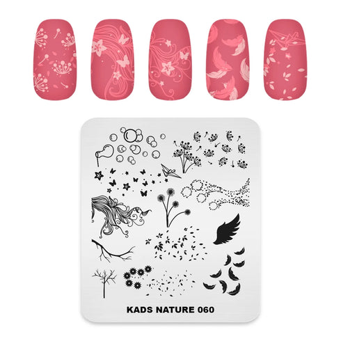 Nature-Inspired Nail Art Stamping Plate - Stainless Steel DIY Manicure Tool with Leaf and Umbrella Patterns for Stunning Nail Designs