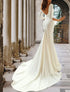 Flavinke Customized Sexy Women's Mermaid Wedding Dresses V-Neck Backless Long Sleeve Bridal Dress