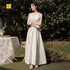 Bridesmaid Dress Floor Length Jersey Gown With Ruched Bow Sweetheart Neckline For Wedding Party Dress