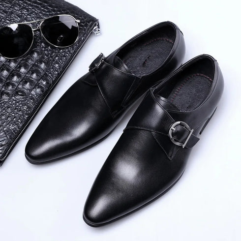Trendy Men's Oxford Dress Shoes with Buckle Straps - Perfect Formal Footwear for Weddings and Business Occasions in Big Sizes