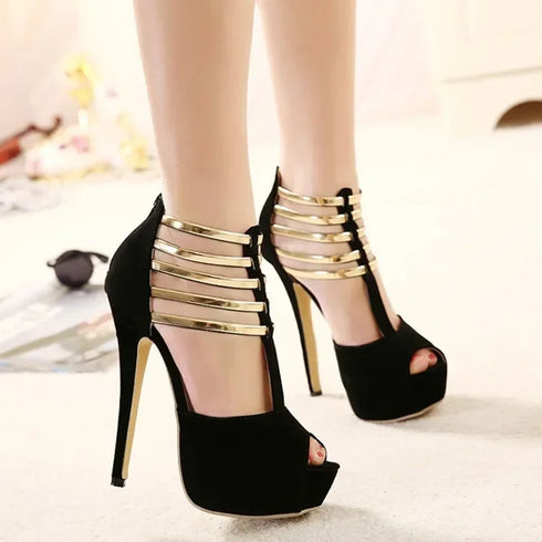 Elegant Stiletto Platform Pumps for Women - Chic Slingback Wedding Shoes