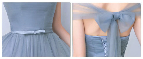 Elegant Sleeveless Tulle A-Line Bridesmaid Dress With Satin Belt And Lace Up Bow For Weddings