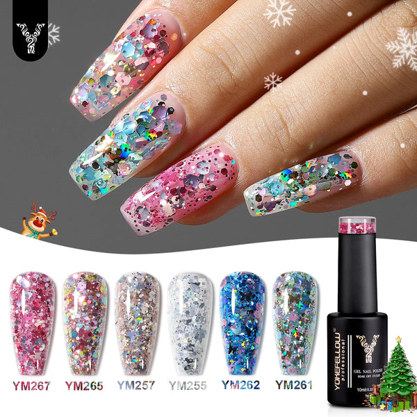 Glitter Gel Nail Polish 10ml - Sparkly Butterfly Sequins for Stunning Christmas Nail Art - Soak Off UV Gel Varnish for Creative DIY Designs