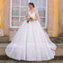 Customized Glitter Long Sleeves Ball Gown Wedding Dress for Women Bride with Chapel Train