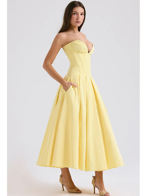 Mingmingxi Summer Strapless Bodycon Dresses Women Elegant Party Dresses