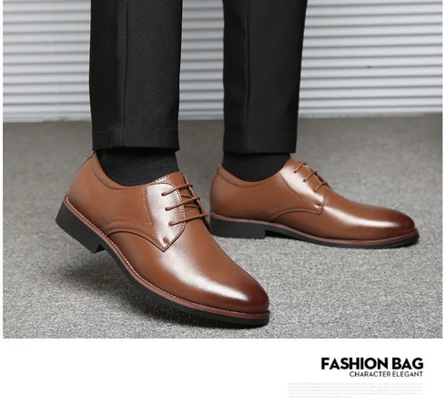 Men Breathable Leather Shoes Soft Sole Business Casual Footwear