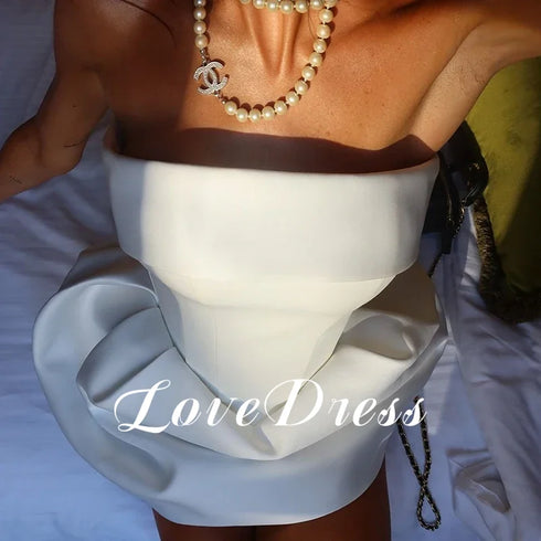 Love Simple Mini Wedding Dresses Elegant Strapless Ball Gowns Above Knee