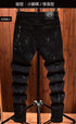 Retro Ripped Black Stretch Jeans Men's Casual Comfort Pants