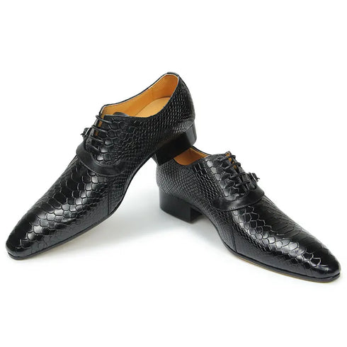 Elegant Men's Formal Oxfords with Serpentine & Metal Buckle for Weddings, Casual Leather Dress Shoes - Perfect Gift for Any Occasion