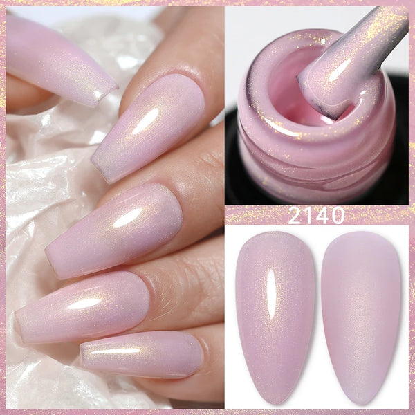 Iridescent Pearl Effect Glitter Color Gel Nail Polish for Stunning Auroras - UV Curable Semi-Permanent Varnish for Nail Art and DIY Manicure
