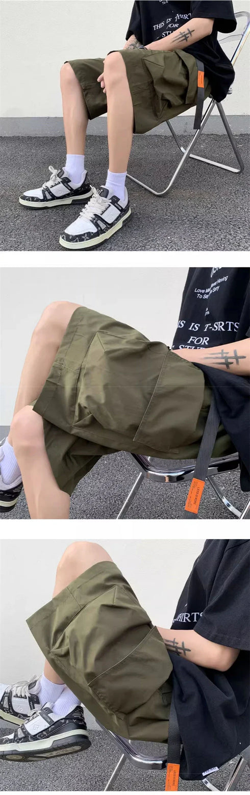 Summer Men's Functional Cargo Shorts Multi-Pocket Baggy Gym Shorts Streetwear Bermuda