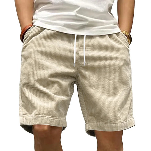 Trendy Retro Corduroy Men's Casual Work Shorts for Summer