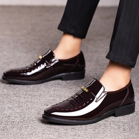 Men's Classic Patent Leather Dress Shoes for Formal Office and Party Business Oxfords