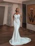 Luxury Pearls Beaded Mermaid Wedding Dress Aso Ebi Gown