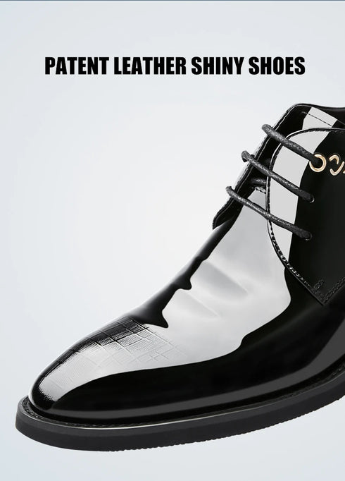 Elevator Dress Shoes for Men Patent Leather Heighten Formal Oxfords