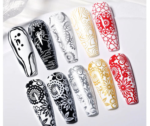 10ml Nail Stamping Polish for Stunning Metallic Mirror Effect - Gold, Silver, and Vibrant Colors for DIY Nail Art Designs