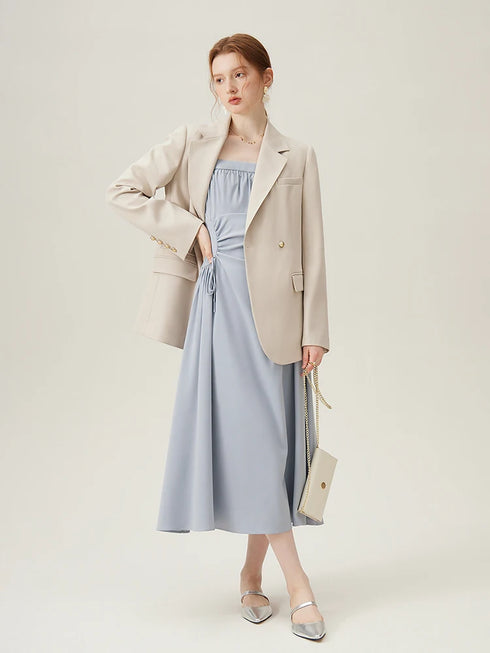 Elegant Women's Blazer Suit Jacket Set for Office Ladies - Formal Vest and Skirt Ensemble for Spring/Summer 24FS11075