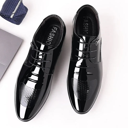 Elegant Oxford Leather Shoes for Men - Breathable and Comfortable Formal Flats for Office, Weddings, and Daily Wear - Perfect Plus Size Business Footwear with Pointed Toe Design