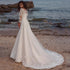 Elegant Long Wedding Dress with Long Sleeves and Lace Appliques A Line Tulle Sweep Train for Women