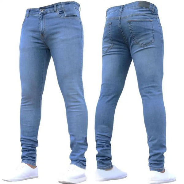 Jeans Blue Pants Streetwear Denim Men Stretch Skinny Trousers