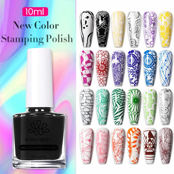 10ml Nail Stamping Polish for Stunning Metallic Mirror Effect - Gold, Silver, and Vibrant Colors for DIY Nail Art Designs