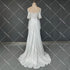 Customized Illusion Tulle Off Shoulder Lace Wedding Gowns A Line Long Sleeves Ruched Satin Bridal Dress