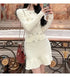 Luxury Autumn Double Breasted Beading Diamonds Mini Knit Dress for Women