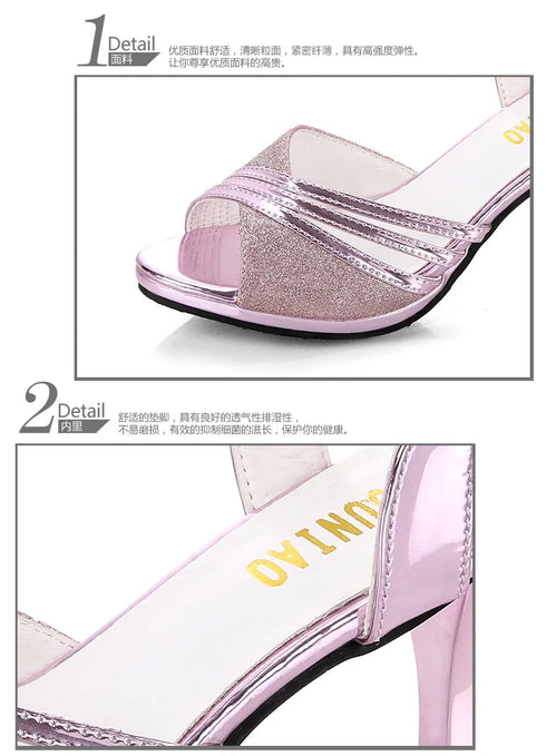 Elegant Bling Peep Toe Sandals for Women – Summer Dress Shoes with Wedge High Heels