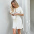 Elegant Knitted Mini Dress for Women Slim Fit Ribbed Knit with Metal Buttons Short Sleeve Holiday Party Dress