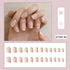 24pcs Elegant French White Short Acrylic False Nails with Rhinestone Design - Full Cover Press-On Nail Tips for Effortless Nail Art and Professional-Quality Nail Supplies