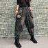 Harem Style Printed Jeans For Women Elastic Waist Denim Pants Casual Loose Relaxed Fit