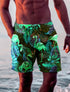 Men's Swim Shorts Drawstring Leaf Flamingo Quick Dry Trunks