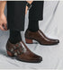 Men's Wedding Shoes Fashion Slim Fit Pointed High Heel Leather Dress Shoes Classic Vintage Style