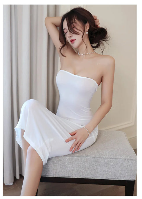 Summer Ice Silk Open Back Dress For Formal Occasions