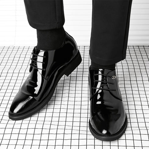 Elevator Dress Shoes for Men Patent Leather Heighten Formal Oxfords
