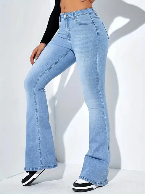Women’s Vintage Flare Stretch Jeans - Classic High Waist Bell Bottom Denim Pants for All Season Y2K Punk Style, Perfect for Fall Outfits and Homecoming Jeans Ideas