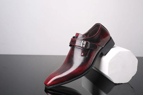 Men Pointed Toe Leather Shoes Slip On Low Heel Footwear