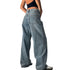 Baggy Boyfriend Jeans for Women Low Rise Straight Leg Streetwear Denim