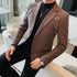 Men's Slim Fit Casual Business Blazer with Strap Decoration for Autumn Winter Fashion