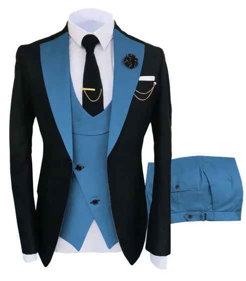 Luxury Men's Tuxedo Suit Set for Special Occasions - Stylish 3-Piece Ensemble with Jacket, Trousers, and Vest for Parties and Weddings