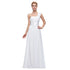 Bridesmaid Dress A Line Chiffon One Shoulder Pleated Back Lace Up Floor Length Wedding Dress