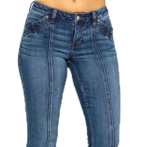 Women's Low Waist Boot Cut Jeans Slim Stretch Denim Trousers