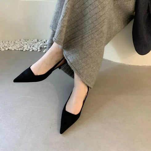 Elegant Pointed Toe Slingback Sandals Low Heel Mules