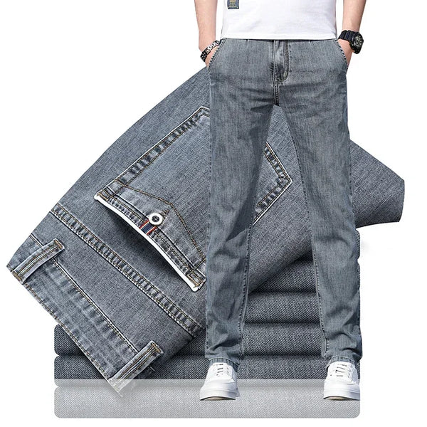 Men's Loose Stretch Jeans Casual Straight-Leg Denim Pants